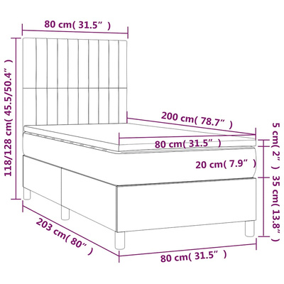 vidaXL Łóżko kontynentalne z materacem, niebieskie, aksamit, 80x200 cm model standard