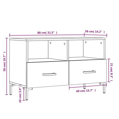 vidaXL Szafka pod TV, biała, wysoki połysk, 80x36x50 cm model standard