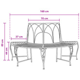 Ławka Drzewna 4 -osobowy 160 x 80 x 89 cm steel Czarny