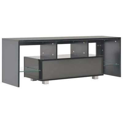 vidaXL Szafka pod TV ze światłem LED, błyszcząca, czarna, 130x35x45cm