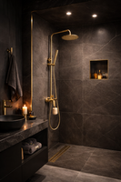 Deszczownia z baterią natryskową Neri Plus Invena Trend Miedź