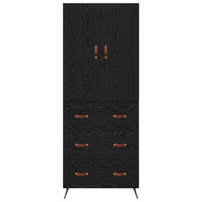 Highboard Czarny Dąb 69,5 x 34 x 180 cm Drewno inżynieryjne