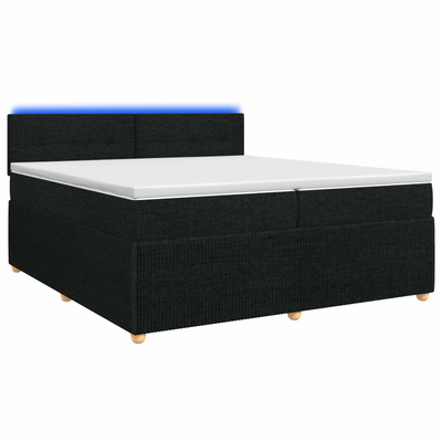 Łóżko kontynentalne z materacem Czarny 200 x 200 cm tkanina