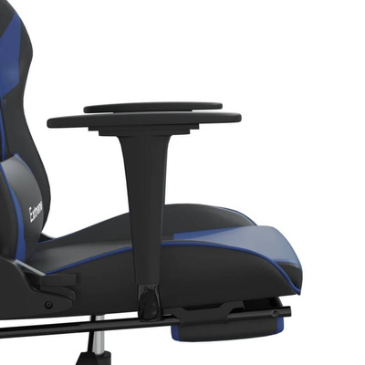vidaXL Masujący fotel gamingowy z podnóżkiem, czarno-niebieski
