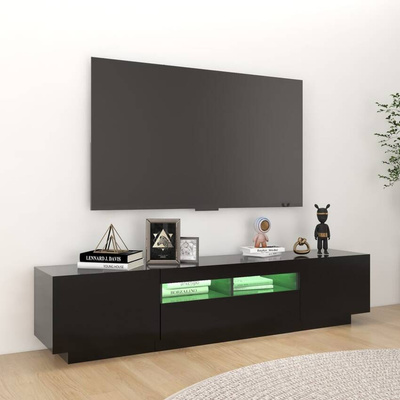 Szafka pod TV z oświetleniem LED, czarna, 180x35x40 cm vidaXL