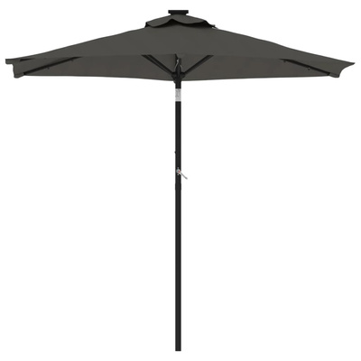 Parasol ogrodowy LED, stalowy słupek, antracyt, 225x225x212 cm