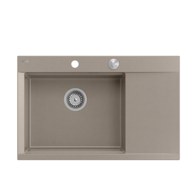 JOSH 111 GraniteQ zlewozmywak 1-komorowy z/o (780x500x215) soft taupe  + syfon push 2 open + deska + wkładka/ elementy stalowe