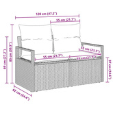 Sofa Ogrodowa z poduszką 120 x 62 x 69 cm polirattan