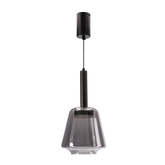 Lampa wisząca Bueno szklana czarna z kloszem dymionym do salonu