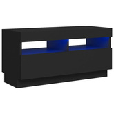 vidaXL Szafka pod TV z oświetleniem LED, czarna, 80x35x40 cm