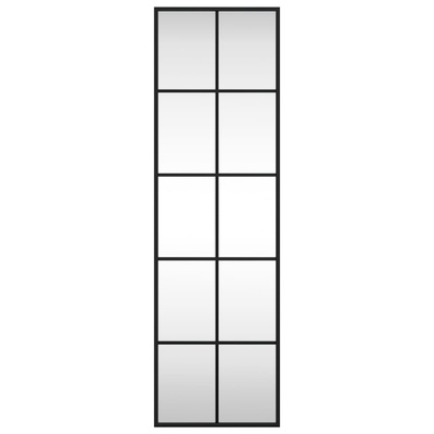 vidaXL Lustro ścienne, czarne, 30x100 cm, prostokątne, żelazo
