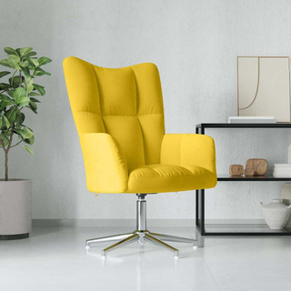 vidaXL Fotel, musztardowy, obity aksamitem model standard