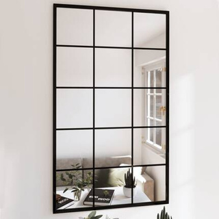 vidaXL Lustro ścienne, czarne, 100 x 60 cm, metal