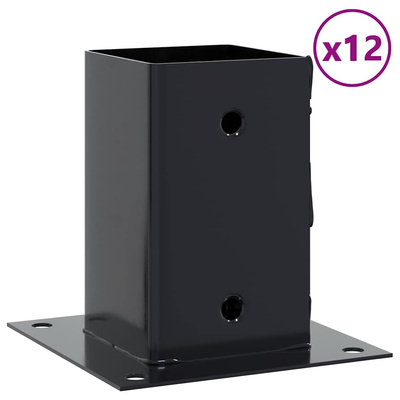 Podstawy słupków kwadratowe 12 szt. Antracyt 91x91 mm