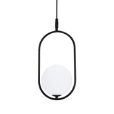 Lampa wisząca CORDEL elegancka - czarna z białym kloszem kulką - nowoczesne oświetlenie salonu i łazienki 1x G9 LED