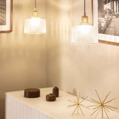 Lampa Wisząca Szklana Złota 35cm Abruzzo Wanda