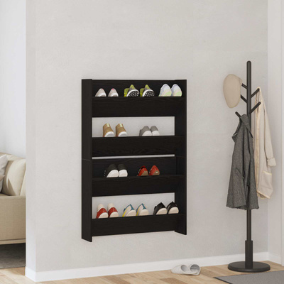 Szafka na buty z półką 2 pcs Czarny Dąb 83 x 18 x 60 cm