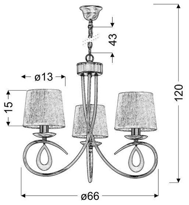 Lampa wisząca chromowa / biały abażur tkany 3x40W Arnika Candellux 33-21663