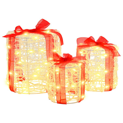 Dekoracja Pudełka Prezentowego 3 pcs Ciepła biel Akryl