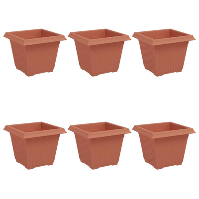 Kwadratowa doniczka na kwiaty 6 pcs Czerwony ceglasty