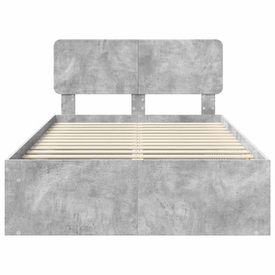 Ramka łóżka Szary beton 135 x 190 cm Lite drewno sosnowe
