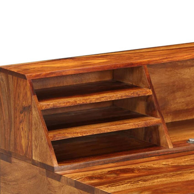 vidaXL Biurko, 110x55x94 cm, lite drewno sheesham i stal