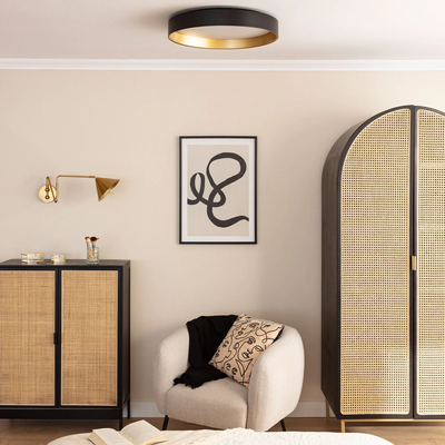 Plafon LED 21W Okrągły Czarno Złoty 45cm 3 Barwy Świecenia CCT Abruzzo Roma