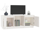 vidaXL Szafka pod TV, biała, 110,5x35x44 cm, lite drewno sosnowe