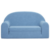 2-os. sofa dla dzieci, rozkładana, niebieska, miękki plusz