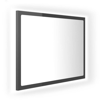 vidaXL Lustro łazienkowe LED, wysoki połysk, szare, 60x8,5x37cm, akryl