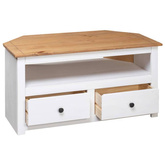 vidaXL Narożna szafka pod TV, biała, 93x49x49 cm, sosna, seria Panama