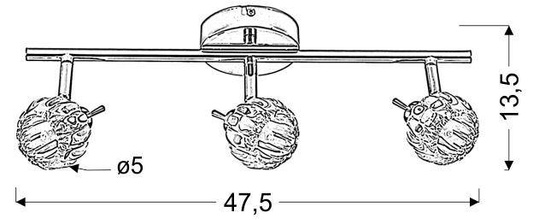 Lampa sufitowa BOMBOLA listwa ze szklanymi kloszami regulowana 3-punktowa do salonu