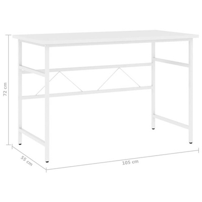 vidaXL Biurko komputerowe, białe, 105x55x72 cm, MDF i metal