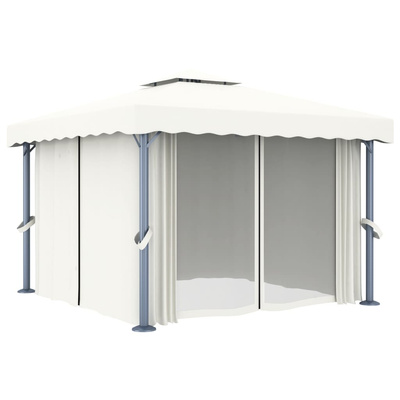vidaXL Altana ogrodowa z zasłonami, 3 x 3 m, kremowa, aluminium