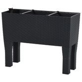 Podwyższona donica, antracytowa, 60x25x46 cm, rattan PP