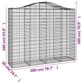 Kosze gabionowe, 14 szt, 200x50x160/180cm, galwanizowane żelazo