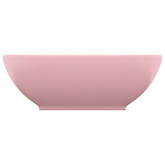 Luksusowa, owalna umywalka, matowy róż, 40x33 cm, ceramiczna