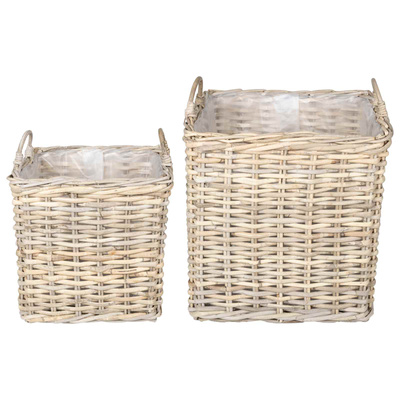 Kosz na rośliny 2 szt. Naturalna szarość Rattan Kubu