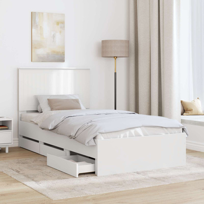 Ramka łóżka z szufladą Biały 100 x 200 cm Drewno inżynieryjne