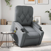 vidaXL Podnoszony fotel masujący, rozkładany, szary, ekoskóra
