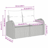 Sofa Ogrodowa z poduszką Czarny 124 x 62 x 69 cm polirattan