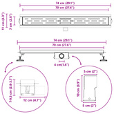 Odwodnienie prysznicowe z designem linii Srebrny 70 cm