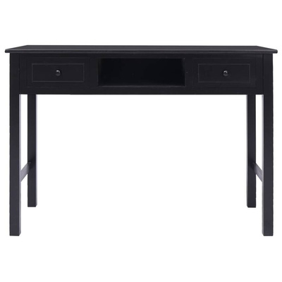 vidaXL Biurko, czarne, 108x45x76 cm, lite drewno paulowni