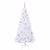 Sztuczna choinka z 300 diodami LED Biały 180 cm PVC i stal