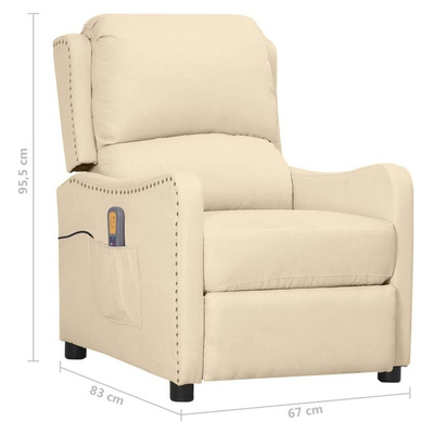 vidaXL Podnoszony fotel masujący, kremowa, tkanina model standard