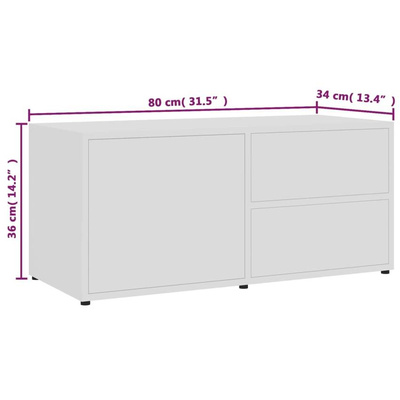 vidaXL Szafka pod TV, biała, 80x34x36 cm, materiał drewnopochodny