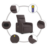 vidaXL Podnoszony fotel masujący, rozkładany, ciemnobrązowy, tkanina model standard