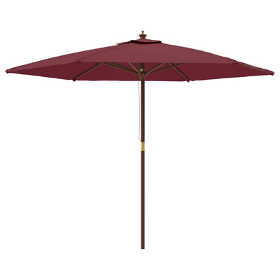 Parasol ogrodowy na drewnianym słupku, bordowy, 299x240 cm
