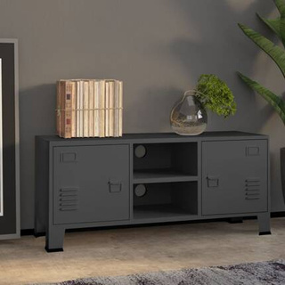 vidaXL Industrialna szafka pod TV, antracytowa, 105x35x42 cm, metalowa