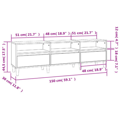 vidaXL Szafka pod TV, szarość betonu, 150x30x44,5 cm wariant 5